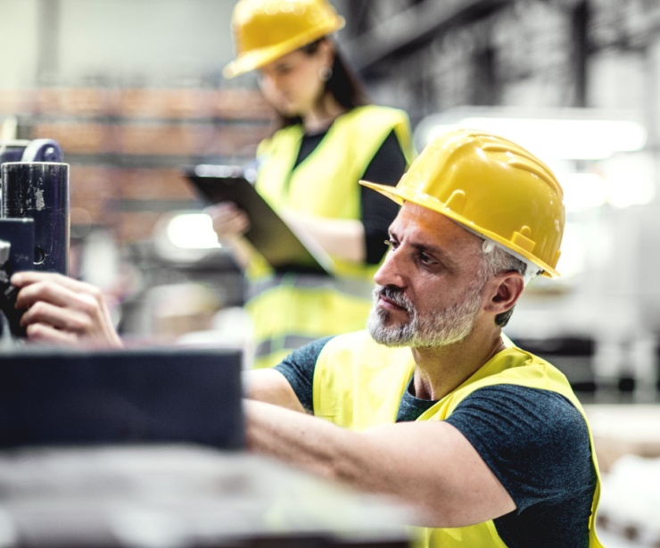 Workers in a warehouse.