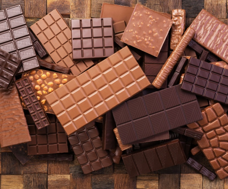 A pile of chocolate bars.
