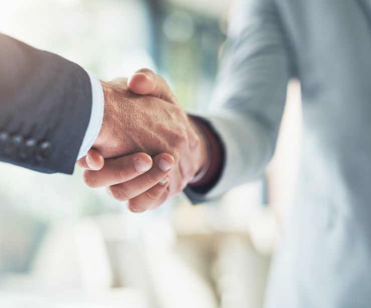 Two people shaking hands.