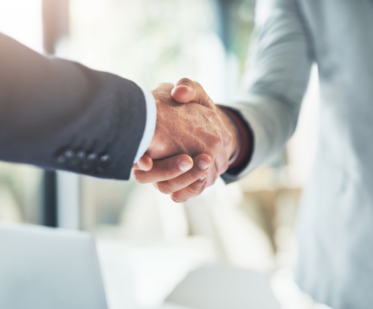 Two people shaking hands.