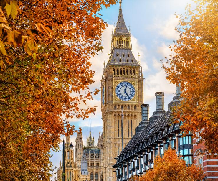 Elizabeth Tower, London, in autumn.