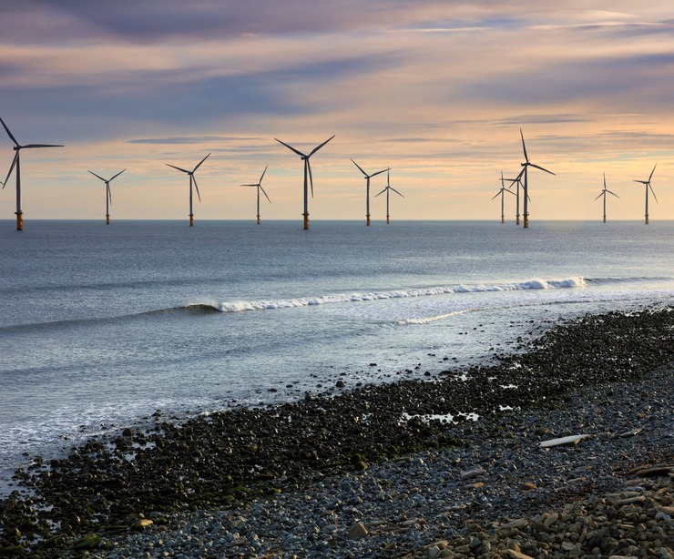 An offshore wind farm in the UK.