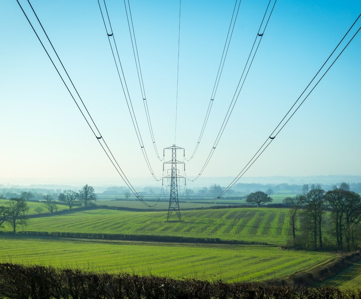Power lines in Kent, UK.