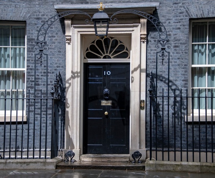 The outside of 10 Downing Street.